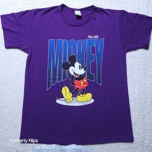 Vintage 90s Mickey Mouse Florida TShirt Large Purple Single Stitch Sherry’s Best